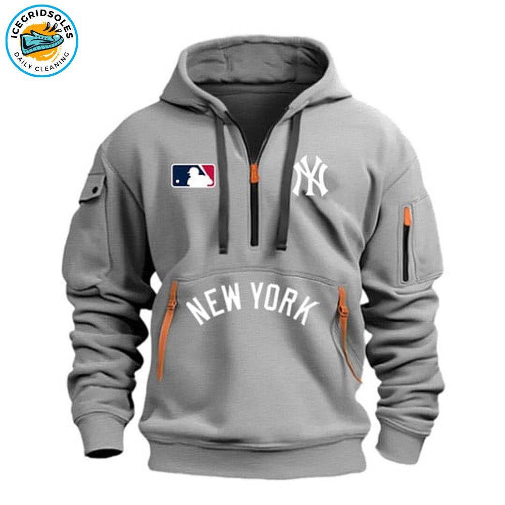 New York Yankees Half-Zip Hoodie - Light Gray Limited Edition - IGS100594A4 New York Yankees Half-Zip Hoodie - Light Gray Limited Edition - IGS100594A4