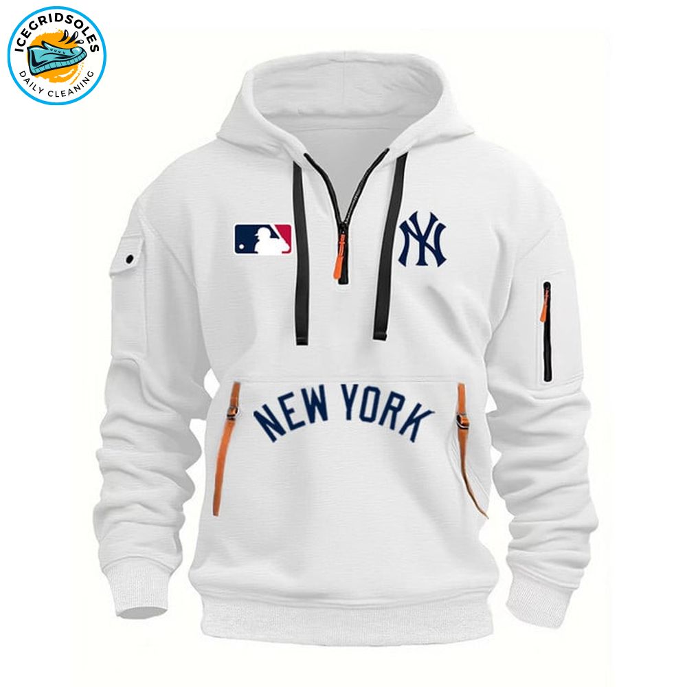 New York Yankees Half-Zip Hoodie - White Limited Edition - IGS100594A3 New York Yankees Half-Zip Hoodie - White Limited Edition - IGS100594A3
