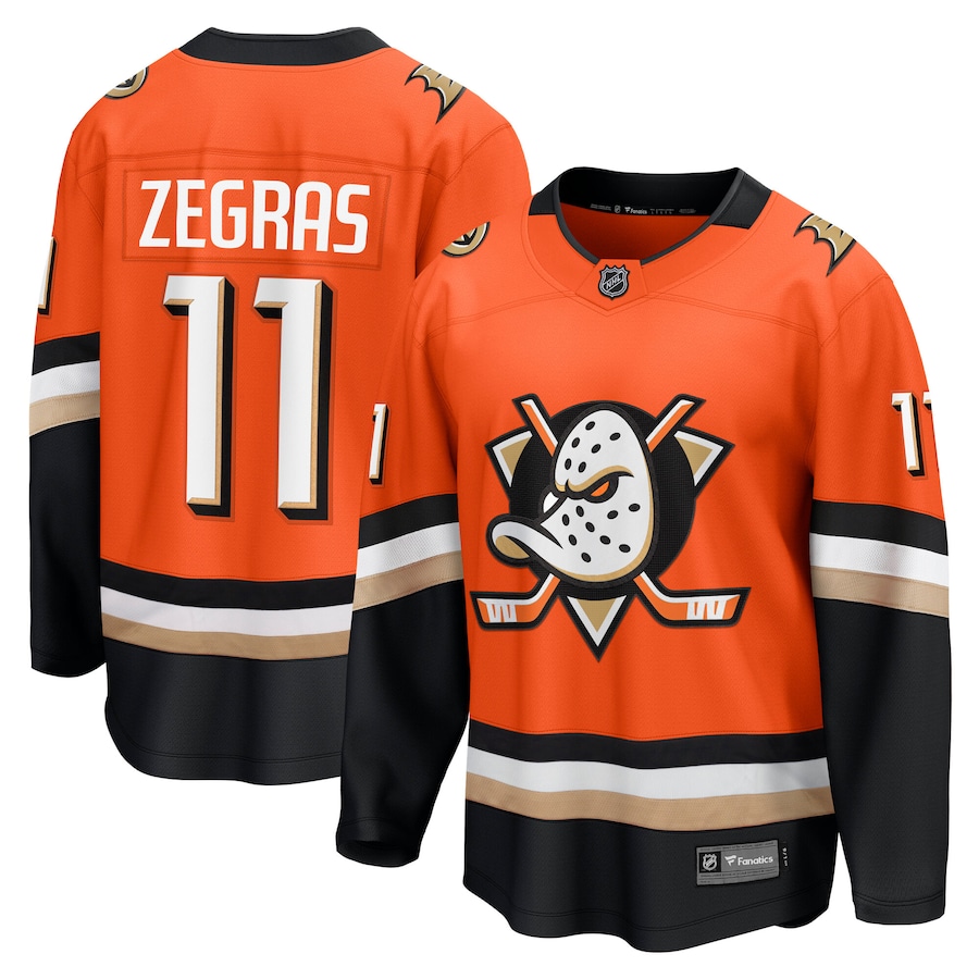 Anaheim Ducks Trevor Zegras Jersey – Men's Fanatics Orange Home Premier Breakaway Edition Anaheim Ducks Trevor Zegras Jersey – Men's Fanatics Orange Home Premier Breakaway Edition