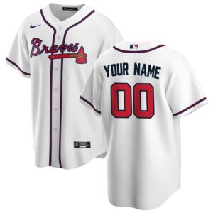 Atlanta Braves Custom Jersey – Nike Men's White Home Replica Edition