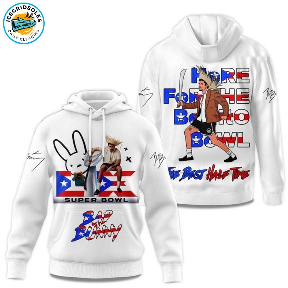 Bad Bunny Here For The Benito Bowl The Best Half Time 2025 Hoodie(White) Bad Bunny Here For The Benito Bowl The Best Half Time 2025 Hoodie(White)