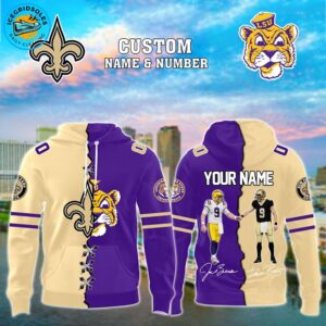 Drew Brees – New Orleans Saints x Joe Burrow – LSU Tigers Limited Edition-3D Unisex Hoodie