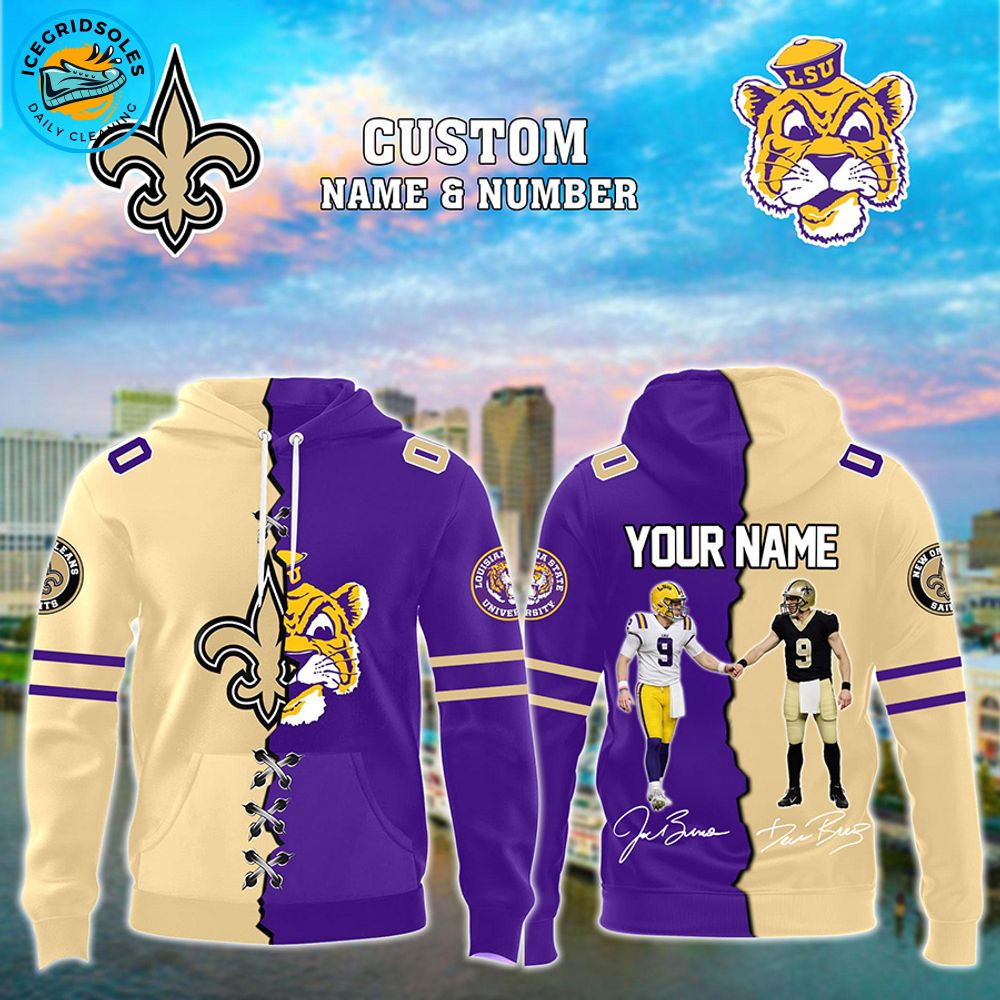Drew Brees – New Orleans Saints x Joe Burrow – LSU Tigers Limited Edition-3D Unisex Hoodie Drew Brees – New Orleans Saints x Joe Burrow – LSU Tigers Limited Edition-3D Unisex Hoodie