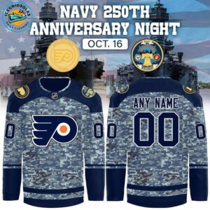 Exclusive Philadelphia Flyers x Navy 250th Anniversary Night Hockey Jersey