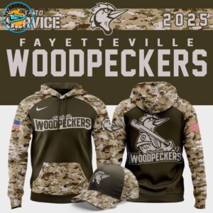 Fayetteville Woodpeckers Salute to Service 2025 Camo Hoodie