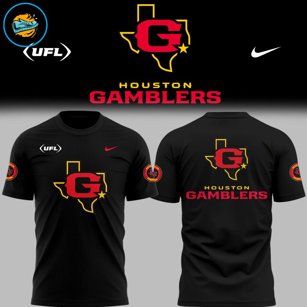 Limited Edition Houston Gamblers Football Black TShirt Limited Edition Houston Gamblers Football Black TShirt